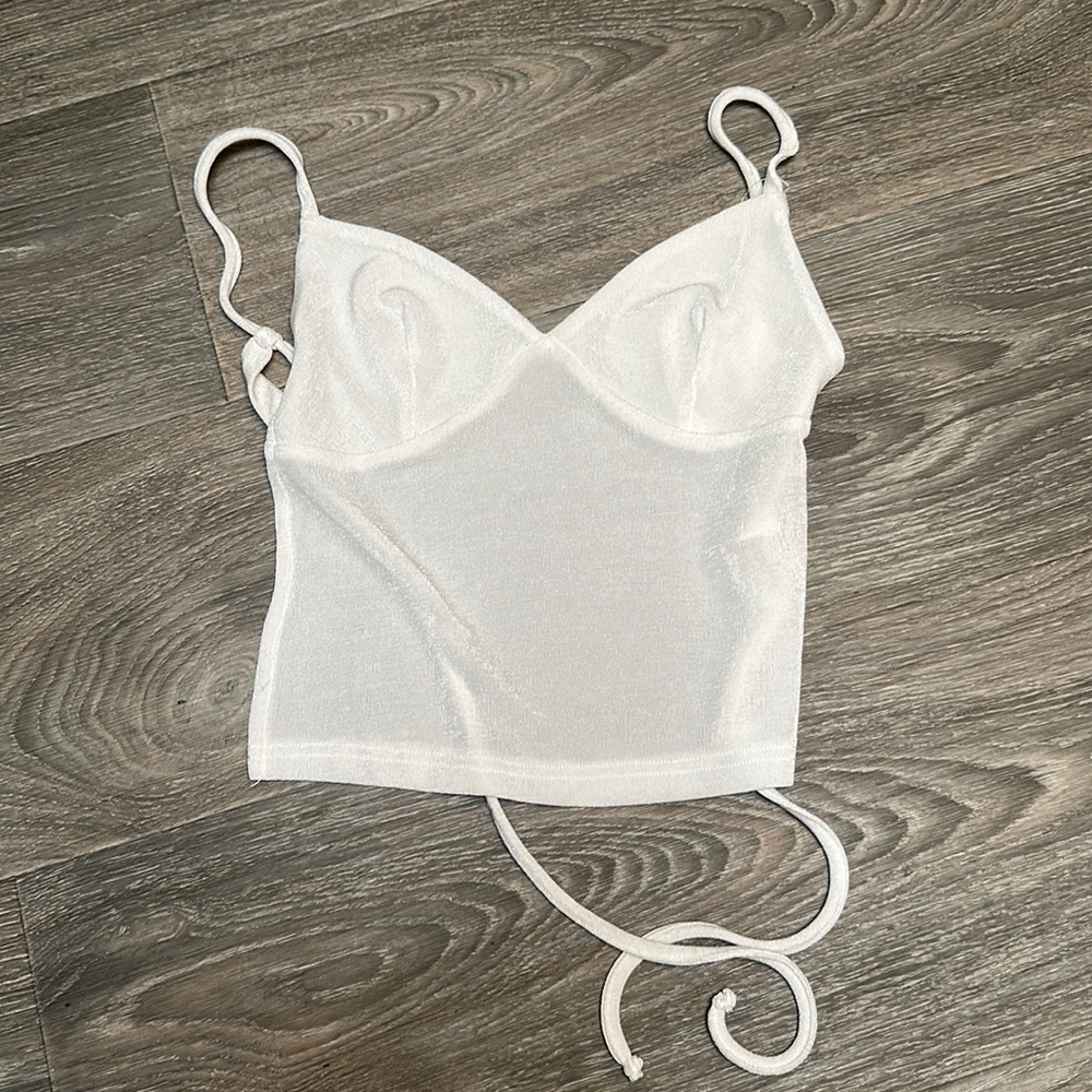White Backless Cami Crop